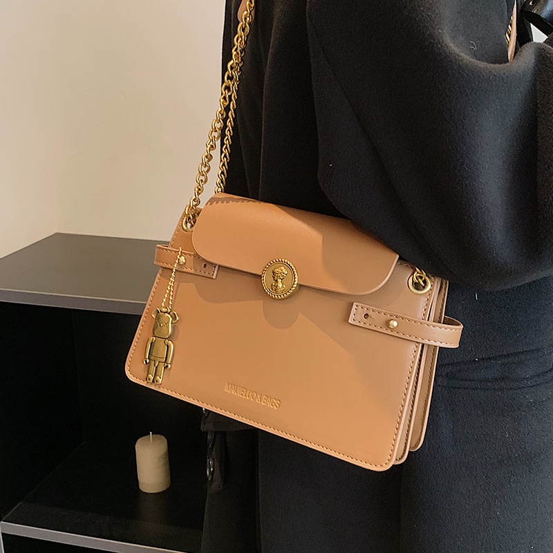 Túi Đeo Chéo Dáng Vuông Nhỏ Phối Dây Đeo Sợi Xích Thời Trang Cao Cấp Cho Nữ