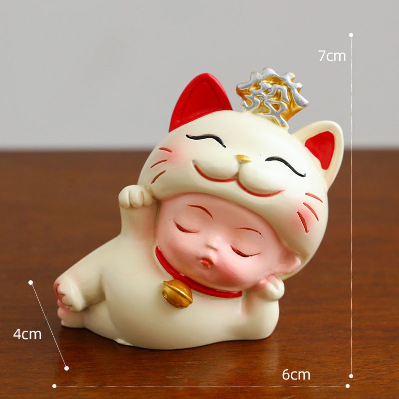 Mô hình Em bé cosplay Mèo thần tài Ráp may mắn chất liệu PVC biểu tượng tài lộc trang trí bàn làm việc,nhà cửa, quà tặng