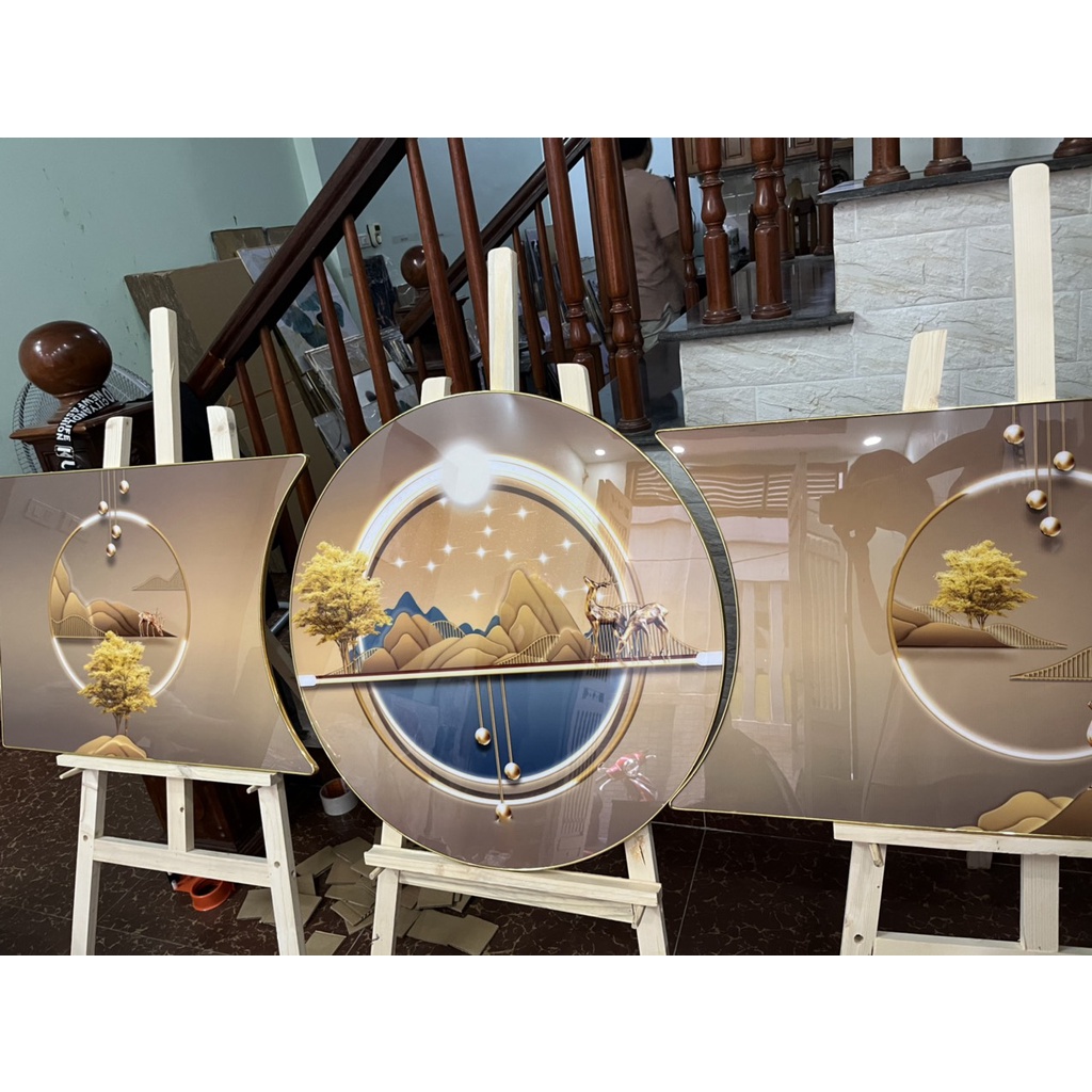 SET Bộ 3 Tranh Tráng Gương Cao Cấp/ Tranh Treo Tường Phòng Khách/ Phòng Ngủ/ Quà Tặng Tân Gia