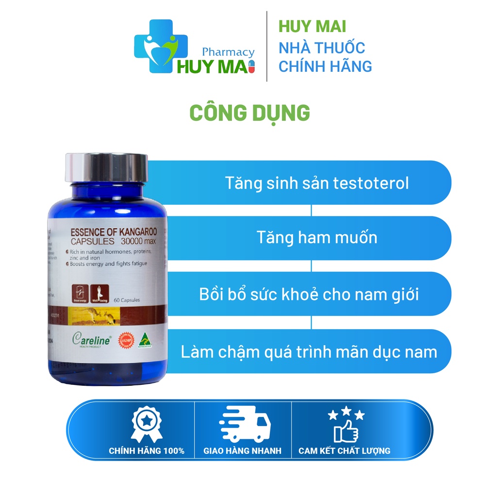Tăng cường sinh lý nam bổ thận tráng dương Careline Essence Of Kangaroo Hộp 60 viên