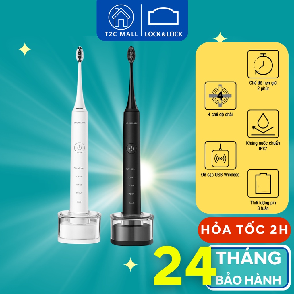Bàn Chải Điện Sạc Không Dây Kèm Đèn LED Chống Nước ENR346 Lock&Lock T2Cmall