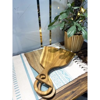 Thớt gỗ decor nhà bếp có tay cầm, phụ kiện chụp ảnh - gỗ tự nhiên