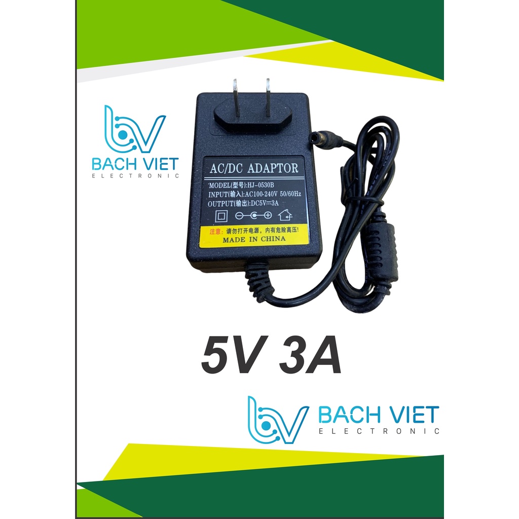 Adapter nguồn 3V / 4.5V / 5V / 6V / 7.5V / 9V / 12V - 1A / 2A / 3A / 5A - Jack DC 5.5mm