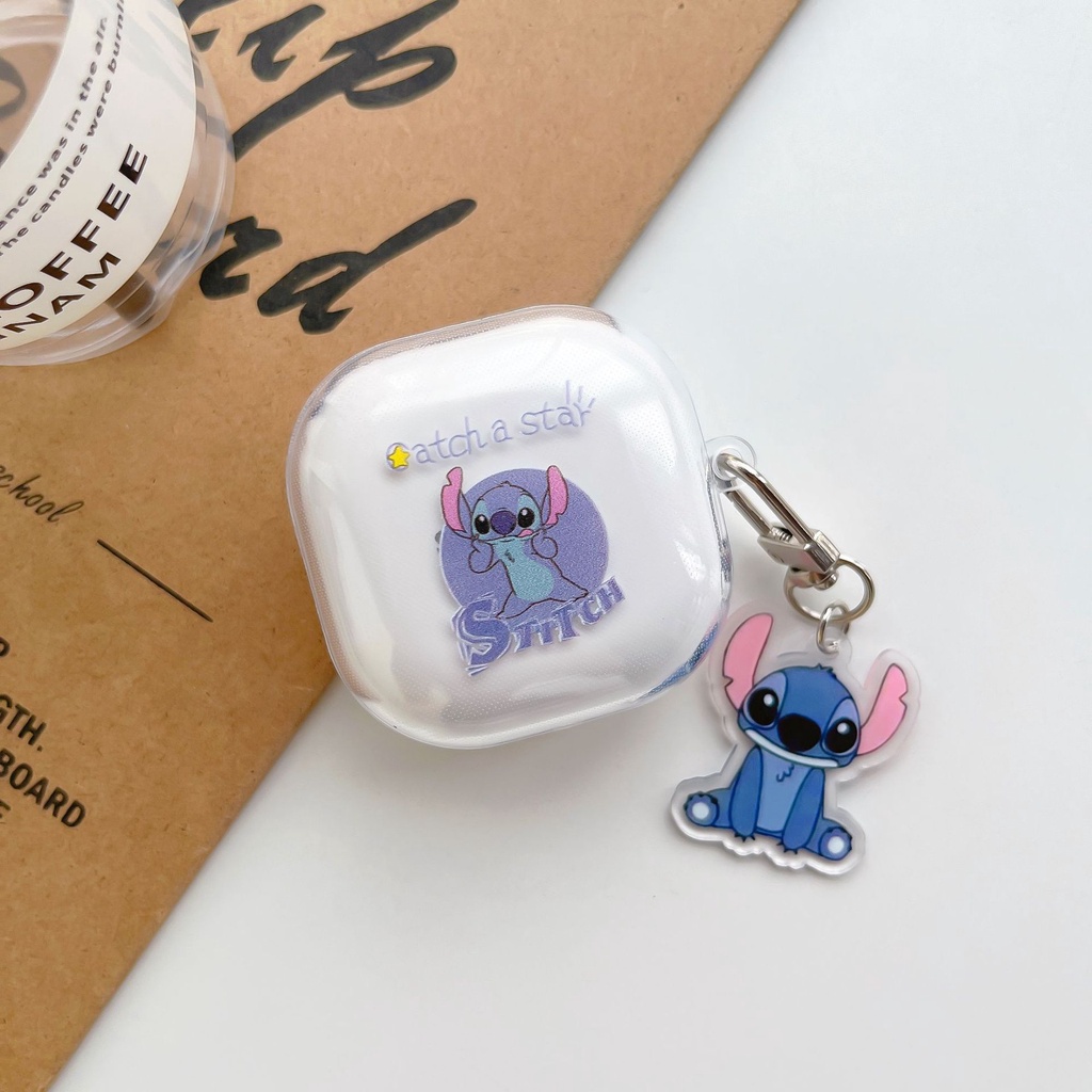 Vỏ Bảo Vệ Hộp Sạc Tai Nghe Samsung Galaxy Buds 2 / Buds Live / Buds Pro Trong Suốt Họa Tiết Hoạt Hình Kèm Móc Khóa