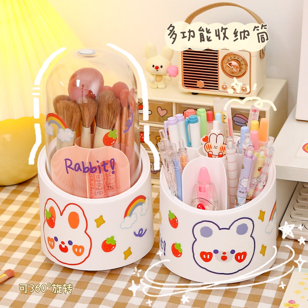 Lọ đựng bút, cọ trang điểm có nắp đậy tặng kèm sticker - UniLabel