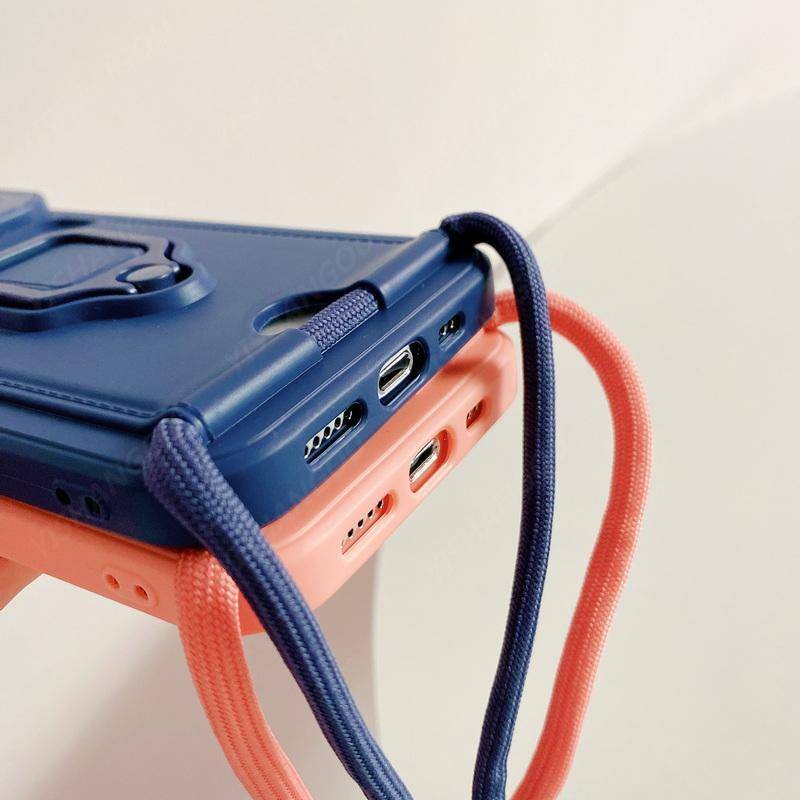 Ốp Điện Thoại Có Ngăn Đựng Thẻ Và Dây Đeo Cổ Cho iPhone 14 13 12 Pro Max Plus