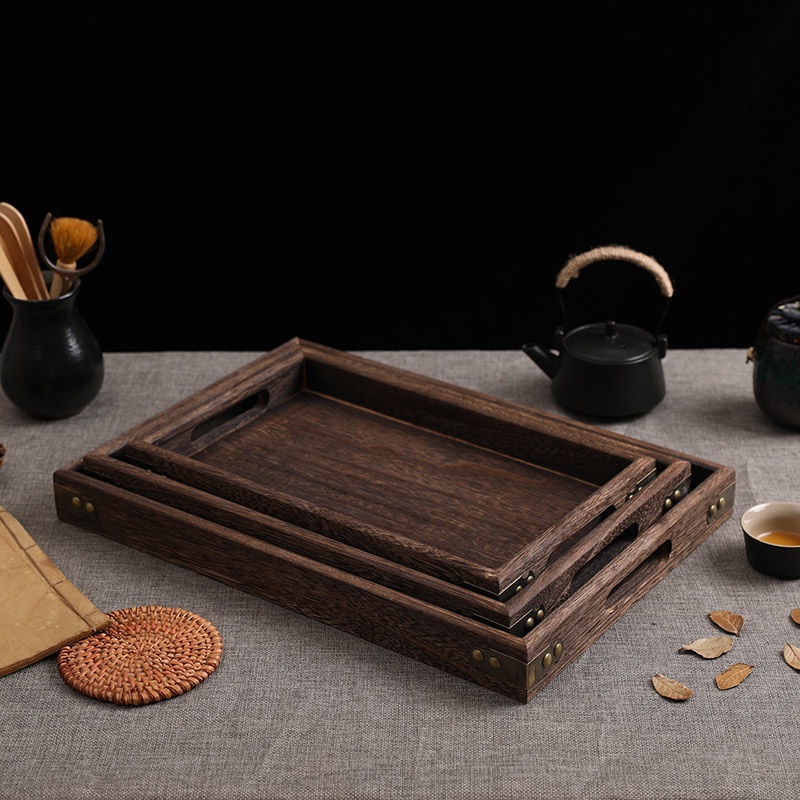 Khay Gỗ Đa Năng Phong Cách Nhật Bản Có Tay Cầm Bằng Gỗ