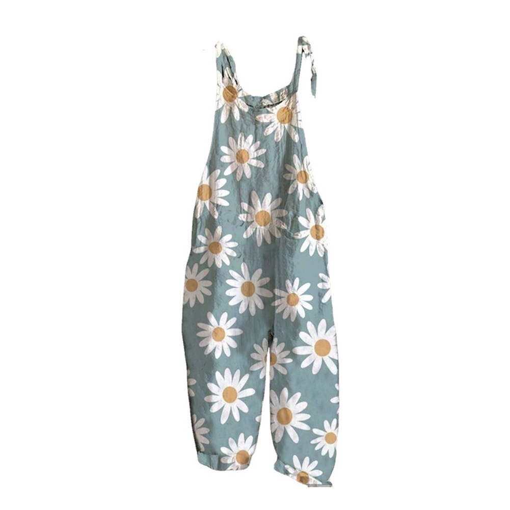 Bộ Áo Liền Quần Sát Nách Dáng Rộng In Họa Tiết Đầu Lâu Phong Cách Boho Thời Trang Mùa Hè Cho Nữ