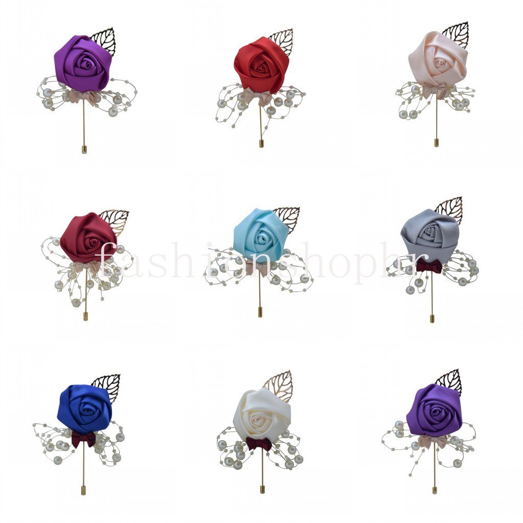 Ghim Cài Áo Vest Hình Hoa Hồng Lụa Màu Vàng Thời Trang Cho Chú Rể