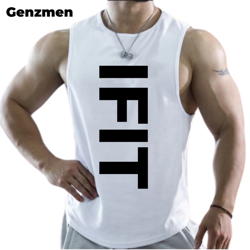 Áo ba lỗ nam chuẩn gym nữ in hình ( IFIT) áo tanktop nam nữ vải lụa cao cấp thoáng mát