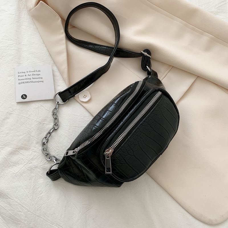 Mischa Túi Đeo Hông Da PU Màu Trơn Họa Tiết Hình Thoi Phong Cách Phương Tây Thời Trang Cao Cấp