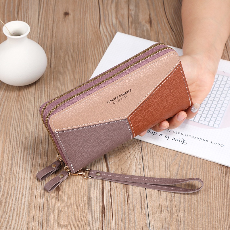 IELGY Ví Dài Ghép Màu Tương Phản Sức Chứa Lớn Cho Nữ