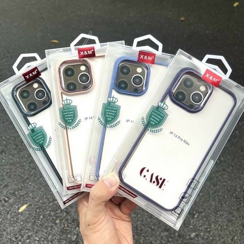 Ốp lưng Iphone 14 pro max , 14 pro , 14 plus , 14 ,13 Pro Max,13 pro,13, 12 pro max viền màu X&M siêu đẹp