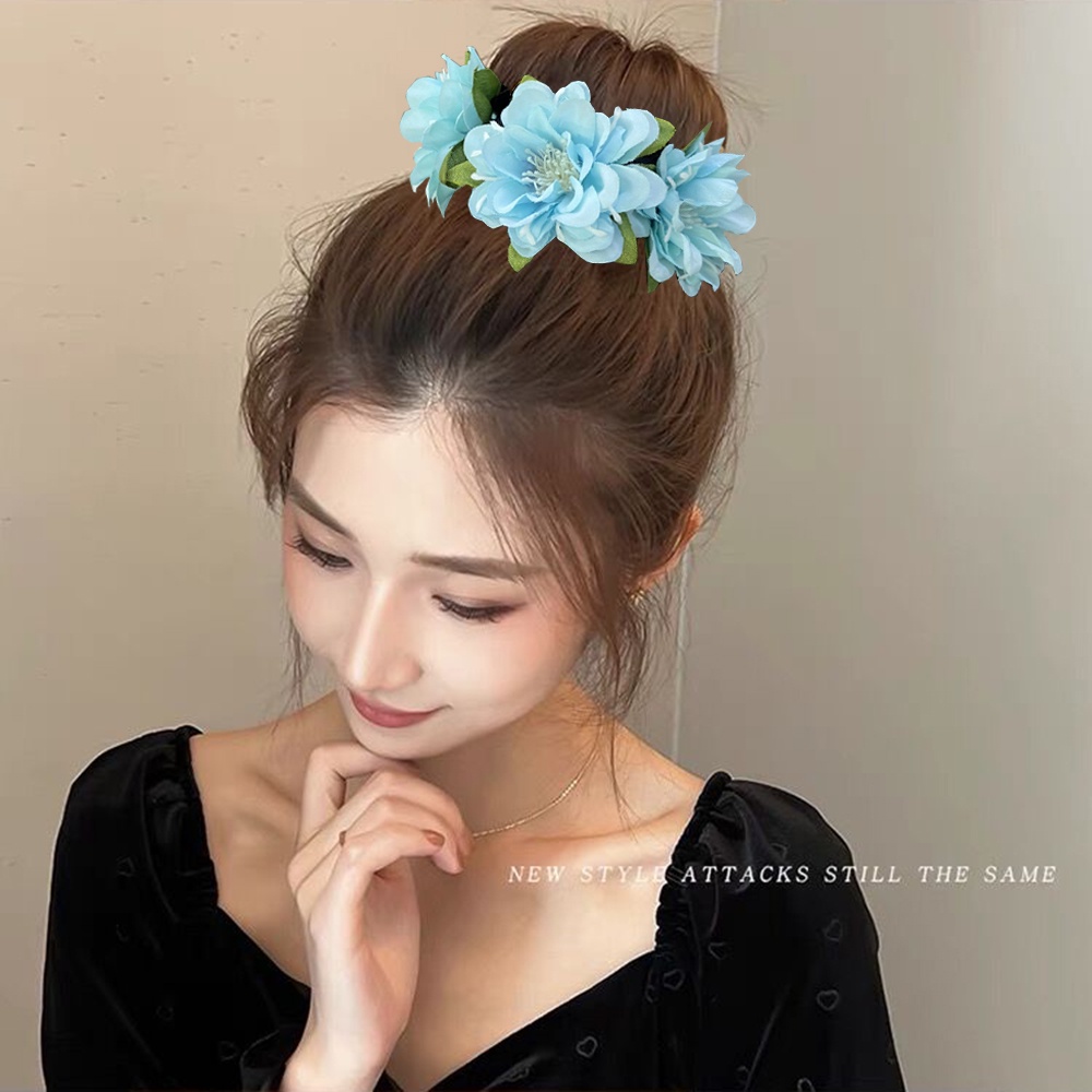 Dây cột tóc HAIMEIKANG gắn hoa giả co giãn phong cách Hàn Quốc cho cô dâu