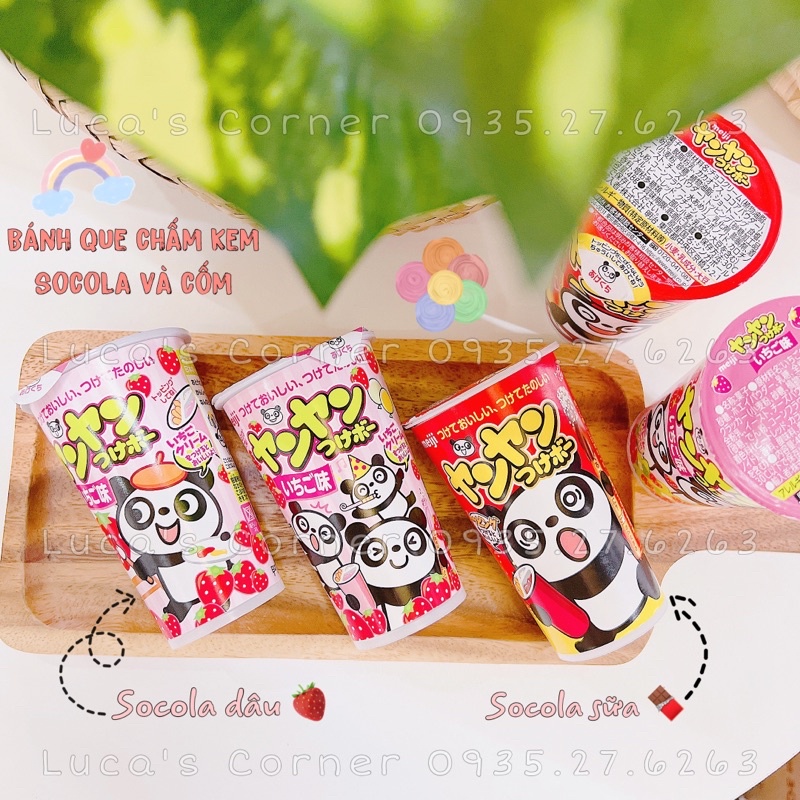 Bánh que chấm sốt kem socola và cốm Meiji Nhật Bản
