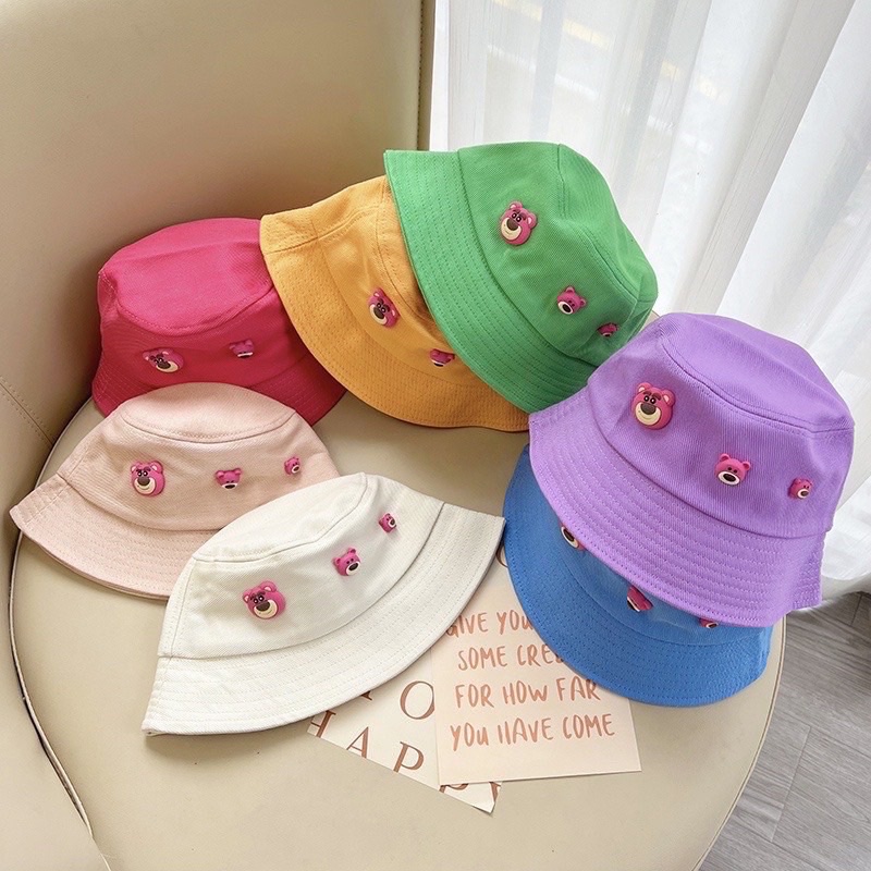 Nón Tai Bèo Che Nắng Mũ Gấu Dâu Lotso Dễ Thương Phong Cách Hàn Quốc Cho Bé