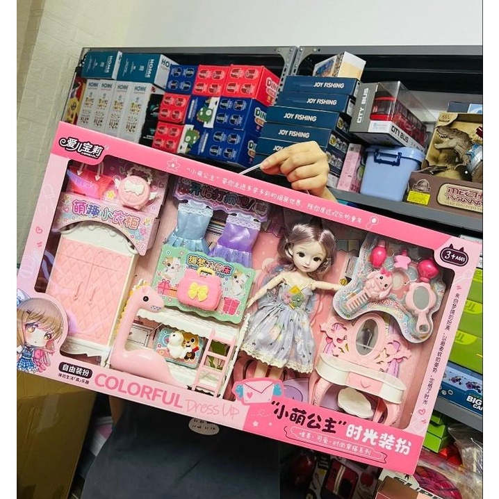 Đồ Chơi Ngôi Nhà Búp Bê BarBie Có Giường, Tủ quần áo, Bàn trang điểm Cho Bé