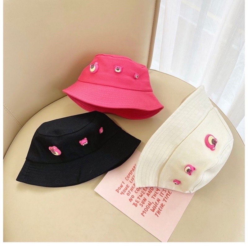 Nón Tai Bèo Che Nắng Mũ Gấu Dâu Lotso Dễ Thương Phong Cách Hàn Quốc Cho Bé