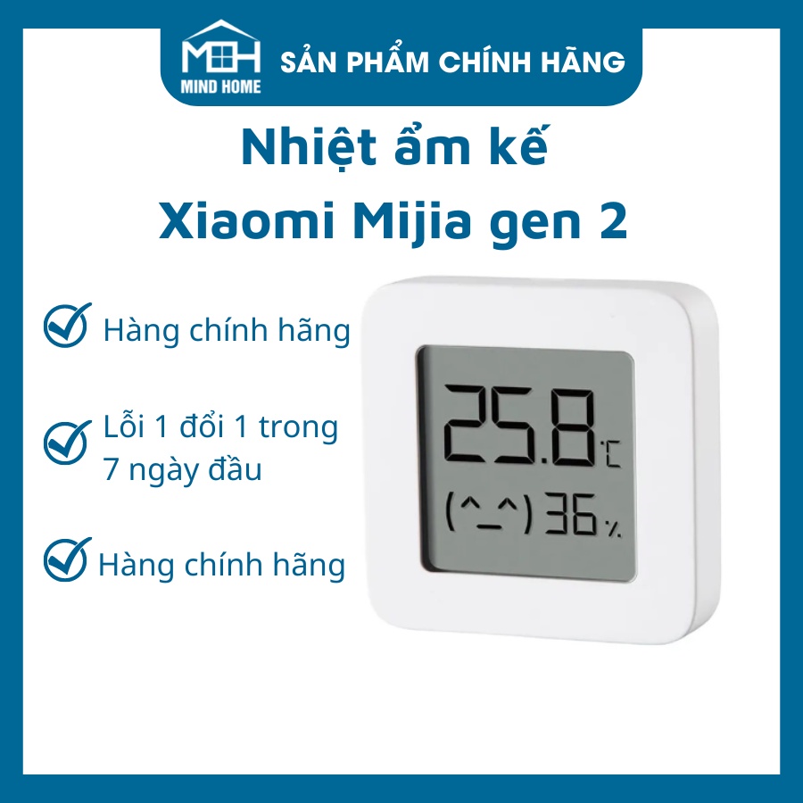 Nhiệt ẩm kế Xiaomi Mijia gen 2 (Mi Temperature and Humidity Monitor 2) - NUN4126GL - Bluetooth
