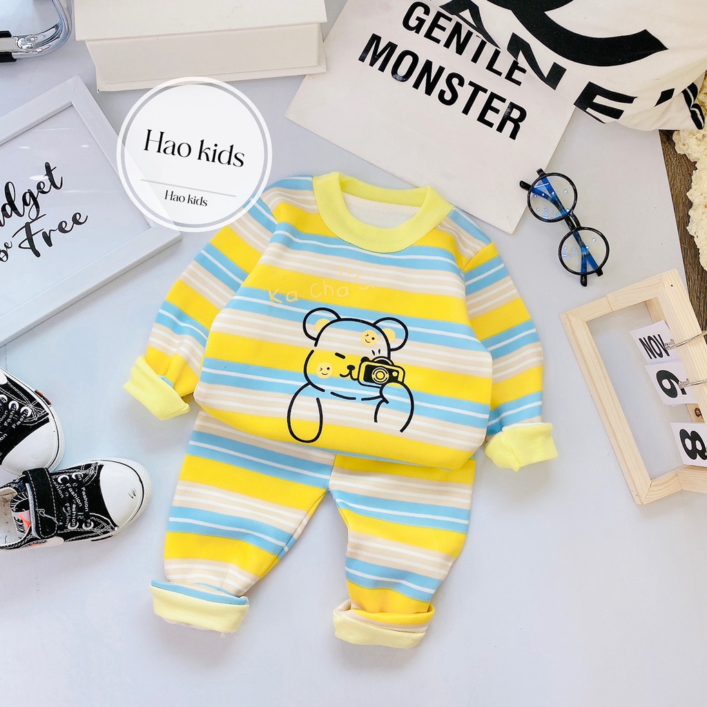 Bộ nỉ cho bé, bộ nỉ bông ấm cho bé in hình hoạ tiết cute,6-16kg