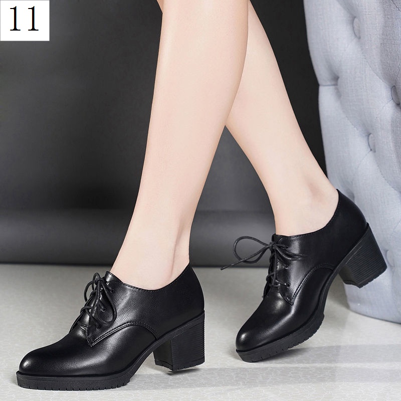 Giày Cao Gót Da Mềm Đế Dày Buộc Dây Thời Trang Cho Phụ Nữ Trung Niên
