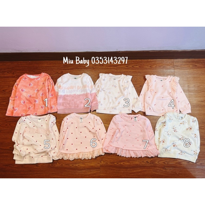 Áo nỉ bé gái nhiều màu xuất dư