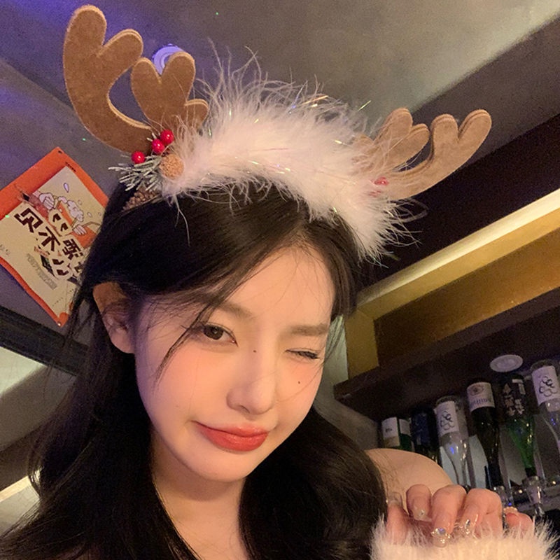 Băng Đô Cài Tóc Hình Sừng Tuần Lộc Giáng Sinh Siêu Nữ Tính