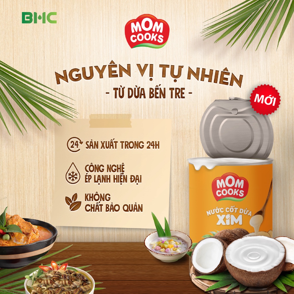 Combo 3 lon Nước Cốt Dừa Mom Cooks 400ml/lon