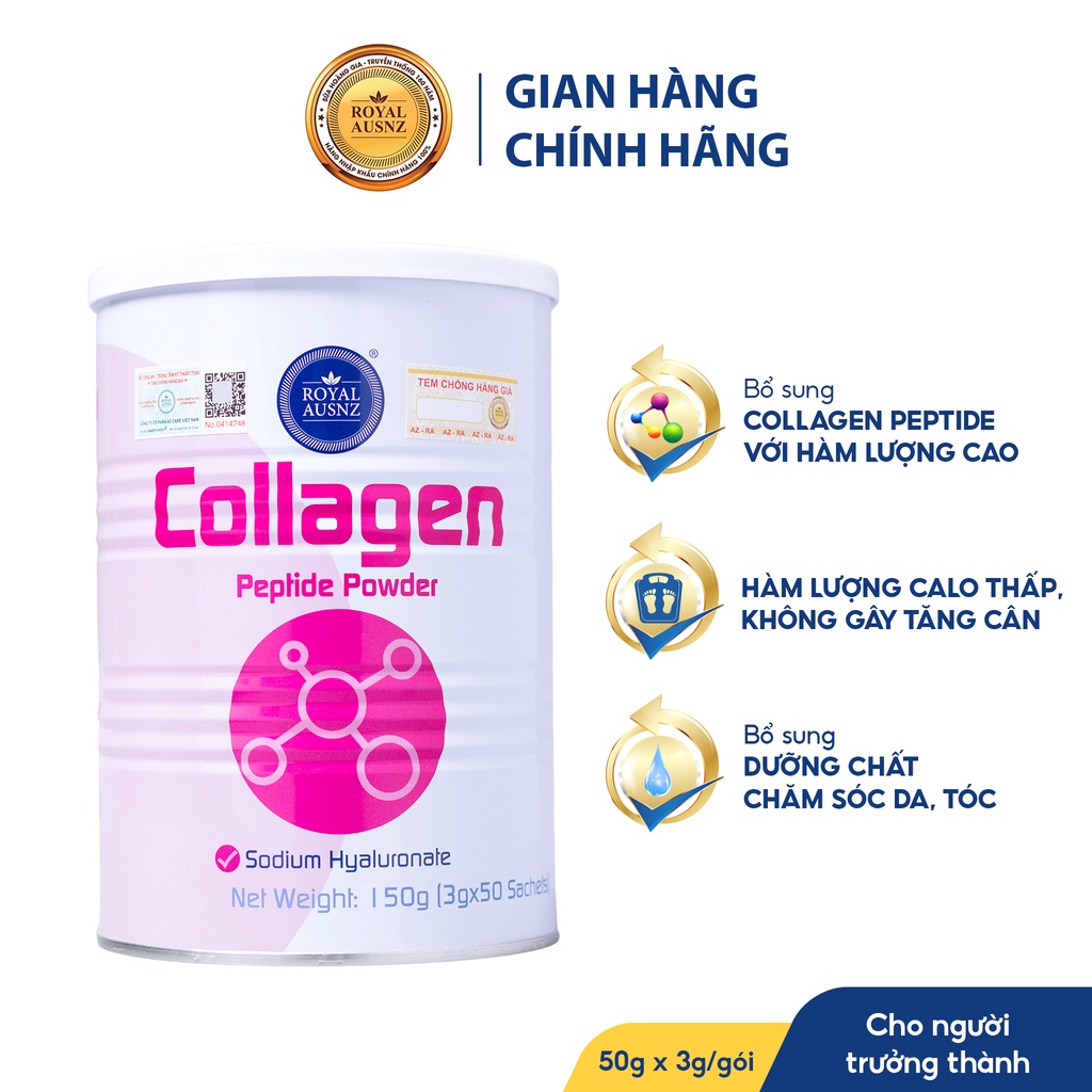 Sữa Hoàng Gia Úc Collagen Peptide Power Bổ Sung Collagen Thuỷ Phân Dễ Hấp Thụ Cho Cơ Thể ROYAL AUSNZ Hộp 50 Gói