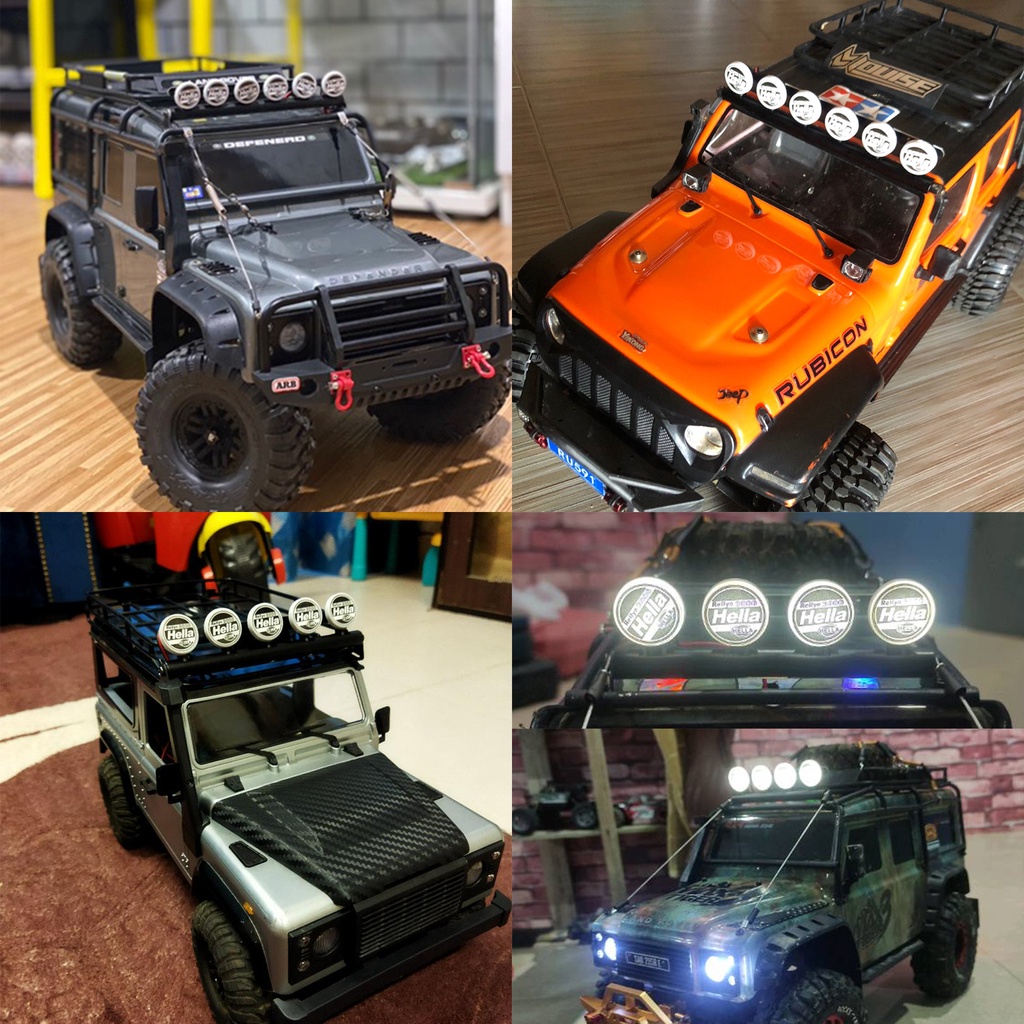 Đèn Led Hình Tròn / Vuông Điều Khiển Từ Xa Gắn Nóc Xe Hơi Điều Khiển Từ Xa Cho 1 / 10 Rc Crawler Capra Axial Scx10 Traxxas Trx6 Trx4 Rgt Rc4wd