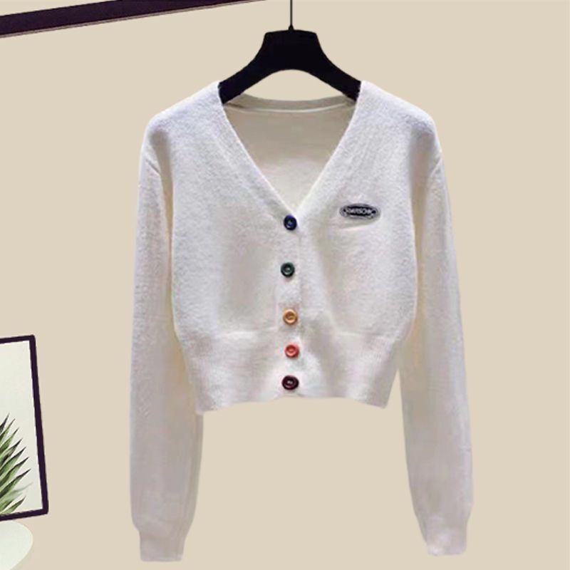 One Set Áo Sweater Dệt Kim Phối Chân Váy Thời Trang Mùa Thu 2022 Cho Nữ