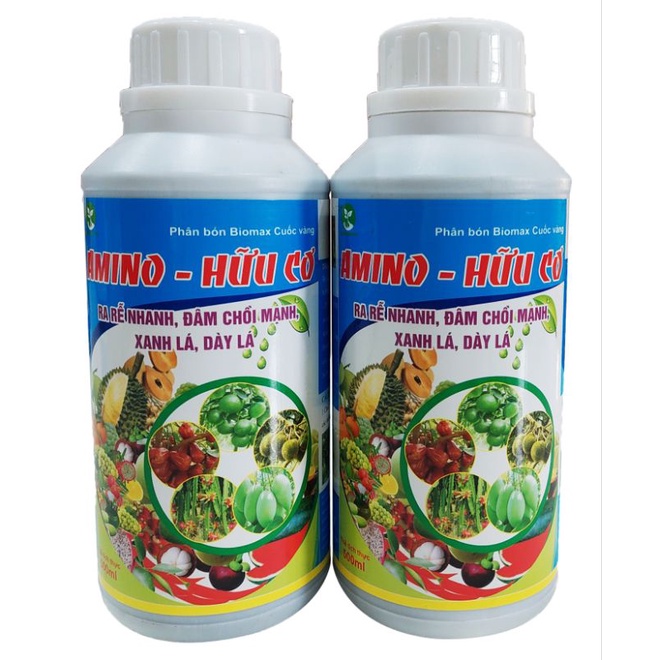 Amino Hữu cơ 500ml - Kích rễ, bung đọt, đâm chồi cực mạnh, Xanh lá, dày lá , Hữu cơ 18 loại Acid Amin.