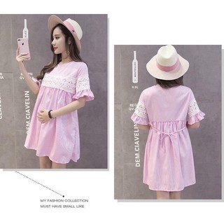 Đầm bầu suông kết hợp khóa kéo cho con bú thời trang