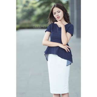 M8B- Chân váy bút chì màu trắng 2 lớp tới gối