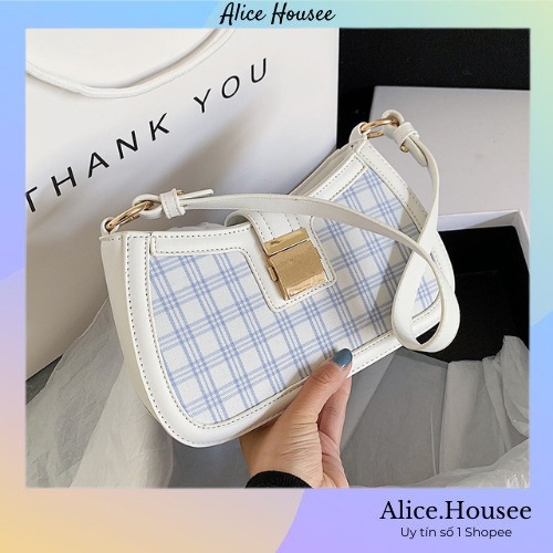 Túi kẹp nách nữ túi xách nữ khóa vuông vân da mềm basic phong cách Hàn Quốc túi ví nữ Alice Housee QH0004
