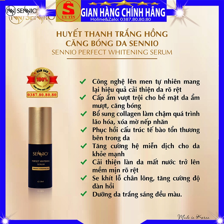 Tinh chất huyết thanh trắng hồng căng bóng da mặt Sennio hàn quốc kem dưỡng trắng da mặt ban ngày đêm cho nam nữ bà bầu