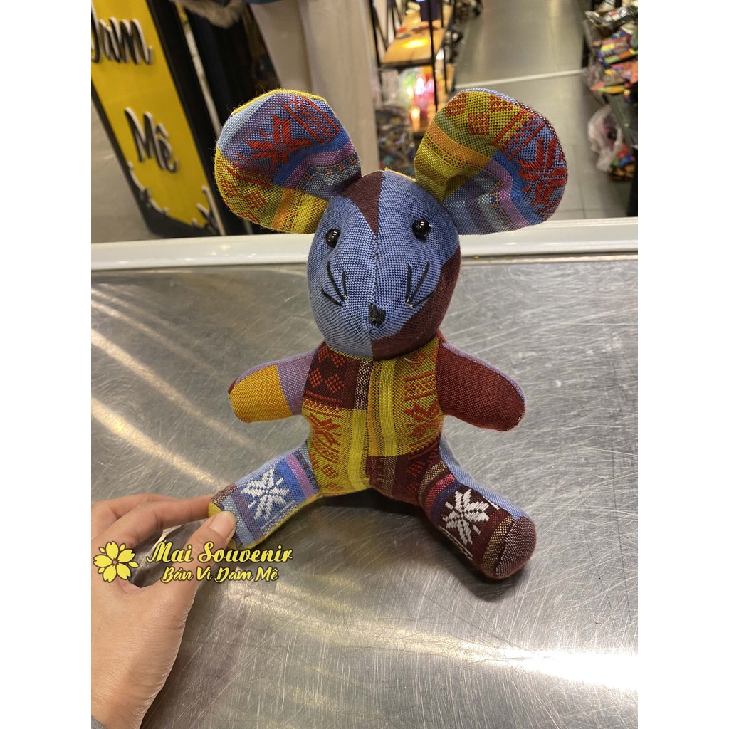 Thú Nhồi Bông Thổ Cẩm Handmade Siêu Dễ Thương, Hình Mèo, Gấu, Ngựa, Chuột,.. - Mai Souvenir