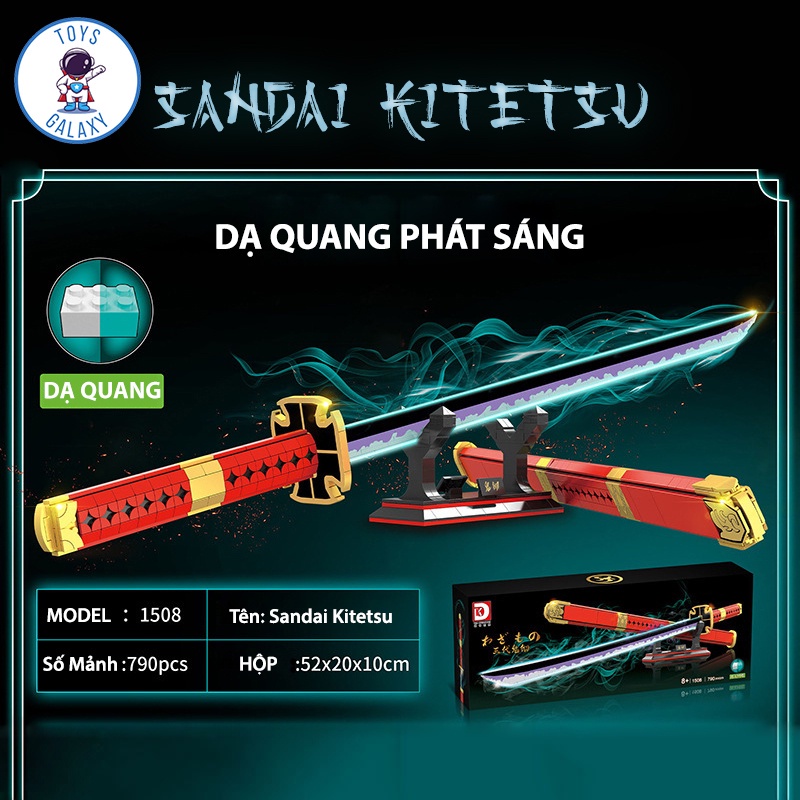 Đồ Chơi Lắp Ráp Kiểu LE.GO Mô Hình Quỷ Kiếm Dạ Quang Phát Sáng Sandai Kitetsu của Zoro Trong One Piece Đảo Hải Tặc 1508