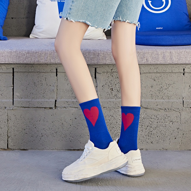 Vớ Cổ Trung Họa Tiết Trái Tim Nhiều Màu Sắc Thời Trang Thu Đông Phong Cách Hip Hop Dành Cho Nữ