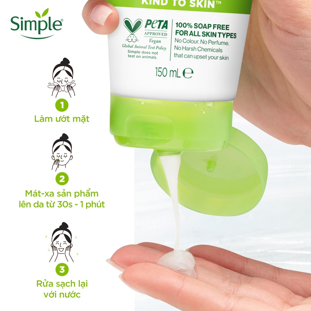 SỮA RỬA MẶT SIMPLE GIÚP DƯỠNG ẨM CHO DA TRÔNG KHỎE VÀ MỊN MÀNG 150ML [CHÍNH HÃNG ĐỘC QUYỀN] [DIỆN MẠO MỚI]