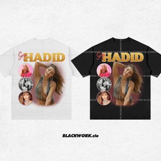 Áo Thun Vintage Gigi Hadid Tay Lỡ Unisex - Đen/Trắng Cổ Tròn | Blackwork