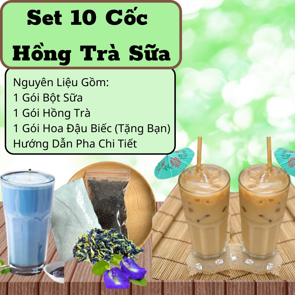 Set 10 Cốc Trà Sữa Truyền Thống Vị Hồng Trà Tặng Kèm Trà Hoa Đậu ...