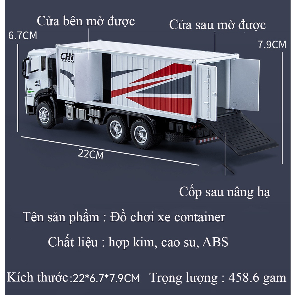 Đồ chơi xe container thành phố KAVY bằng hợp kim nguyên khối có nhạc đèn mở được cửa xe và thùng xe