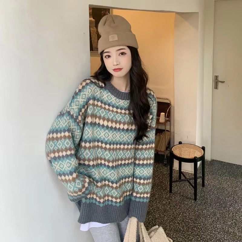 Áo sweater Tay Dài Dáng Rộng Thời Trang Thu Đông Hàn Quốc Mới
