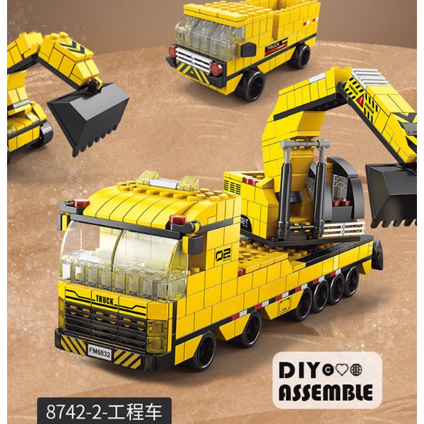 Bộ Đồ Chơi Xếp Hình, Lắp Ghép 1000 Chi Tiết- 6 Trong 1: Xe Cảnh Sát, Xe Cứu Hỏa, Xe Cứu Thương, Xe Xây Dựng, Tàu Sân Bay