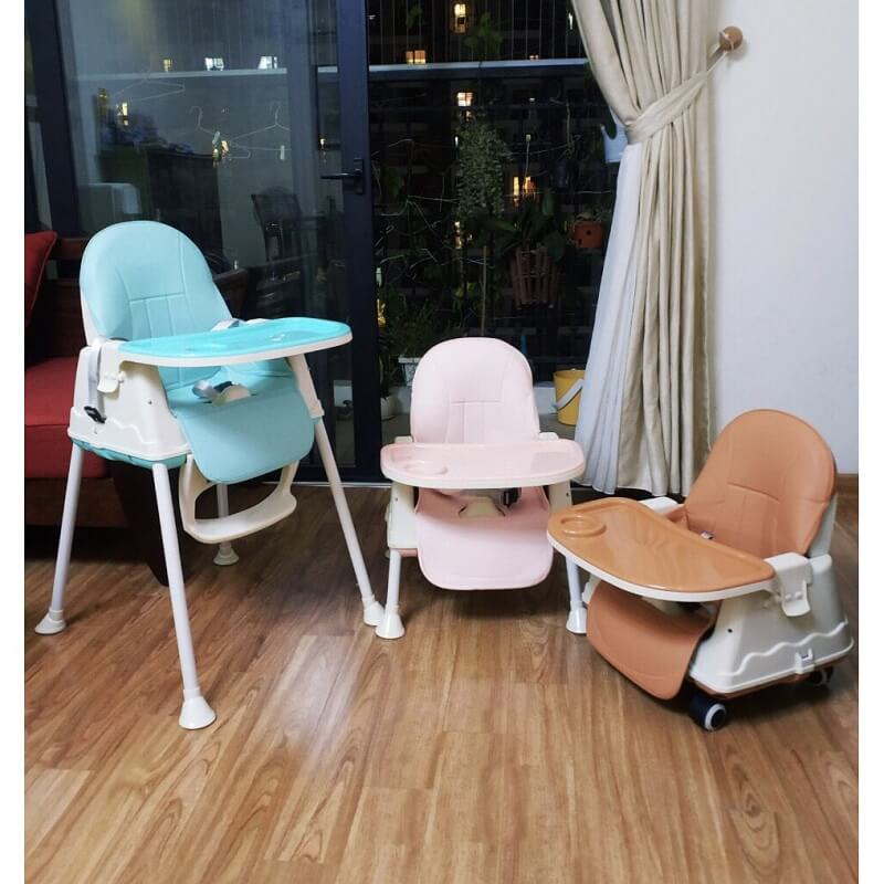 Ghế ăn dặm cho bé Hanbei + Đệm + Bánh xe chính hãng