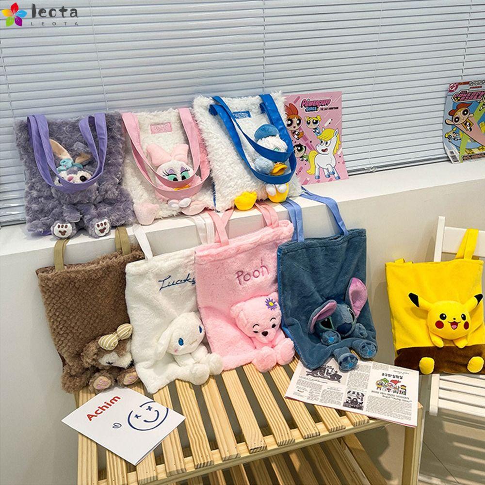 LEOTA Cartoon Shoulder Bags Portable Casual Purse Shoulder Bucket Bag Handbag Cinnamoroll Pooh Korean Doll Stitch Bag