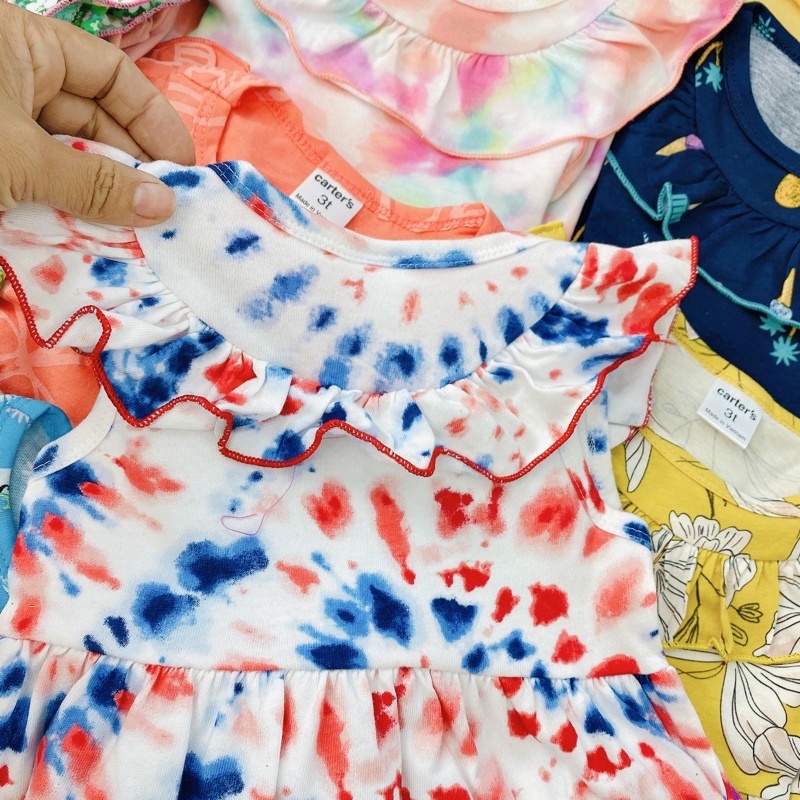 Váy thun cotton bèo cổ VNXK bé gái
