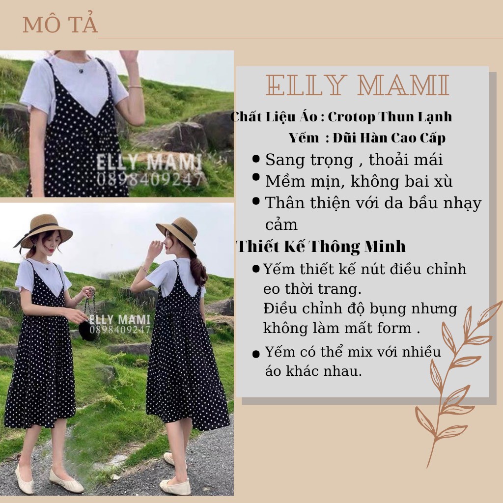 ( 40kg - 65kg) Set Yếm Bầu , Suông Đen Bassi Form Dễ Mặc Thoải Mái Suốt Thai Kì &amp; Sau Sinh