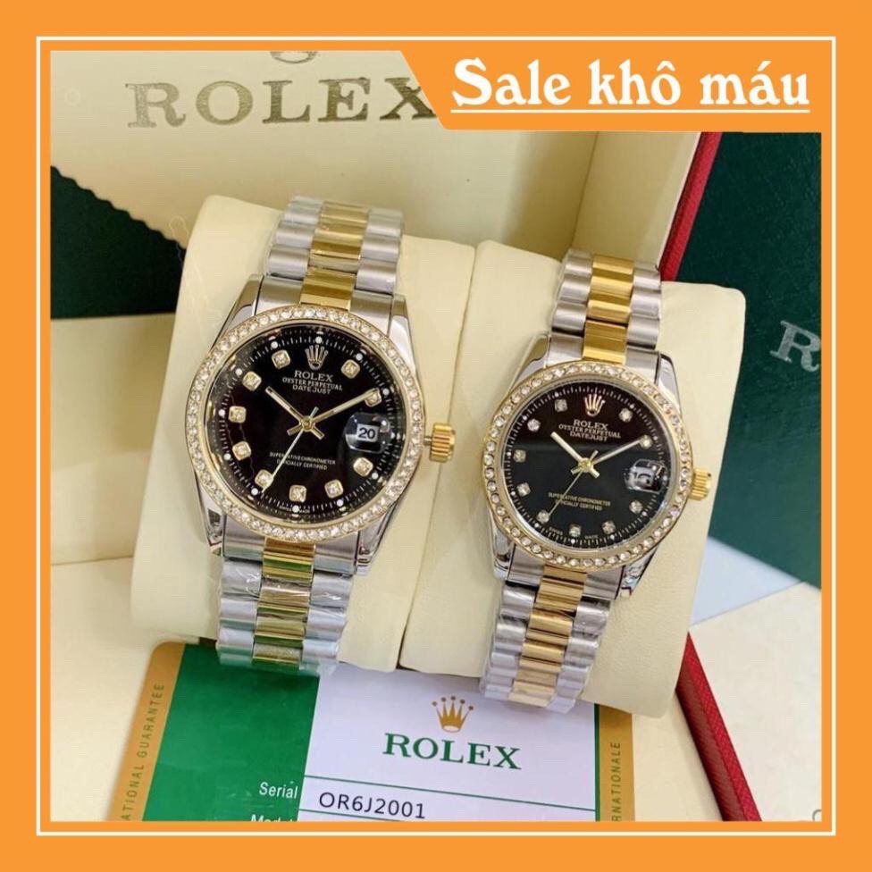 Đồng hồ Rolex Nam nữ viền kim cương - đồng hồ đôi Bảo hành 12th - Full box 1;1